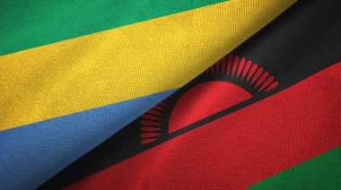 Gabon ve Malavi iki bayrak tekstil kumaş, kumaş doku