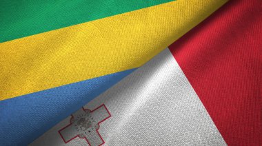 Gabon ve Malta iki bayraklar tekstil kumaş, kumaş doku
