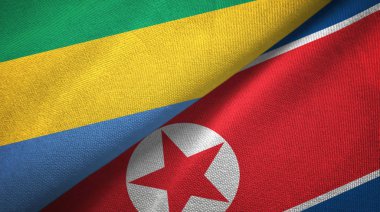 Gabon ve Kuzey Kore iki bayraklar tekstil kumaş, kumaş doku