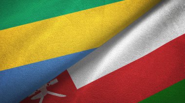 Gabon ve Umman iki bayrak tekstil kumaş, kumaş doku