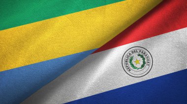 Gabon ve Paraguay iki bayraklar tekstil kumaş, kumaş doku