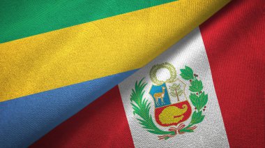 Gabon ve Peru iki bayraklar tekstil kumaş, kumaş doku