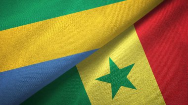 Gabon ve Senegal iki bayraklar tekstil kumaş, kumaş doku