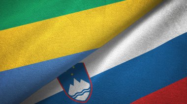 Gabon ve Slovenya iki bayraklar tekstil kumaş, kumaş doku