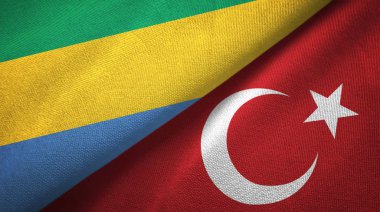 Gabon ve Türkiye'de iki bayrak tekstil kumaş, kumaş doku