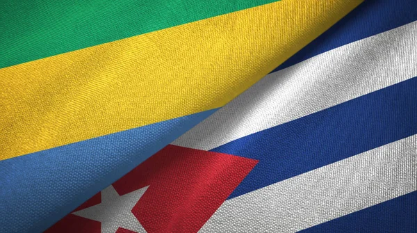 Gabon and Cuba two flags textile cloth, fabric texture