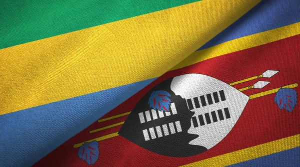 Γκαμπόν και Σουαζιλάνδη δύο σημαίες υφαντικών υφασμάτων — Φωτογραφία Αρχείου