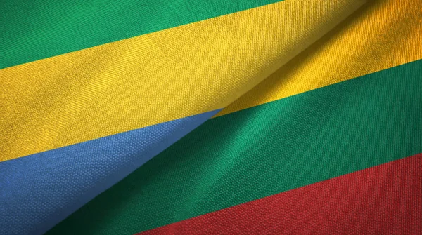 Gabon ve Litvanya iki bayraklar tekstil kumaş, kumaş doku — Stok fotoğraf