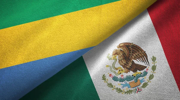 Gabon ve Meksika iki bayraklar tekstil kumaş, kumaş doku