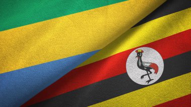 Gabon ve Uganda iki bayraklar tekstil kumaş, kumaş doku