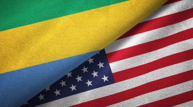 Gabon ve Amerika Birleşik Devletleri iki bayraklar tekstil kumaş, kumaş doku