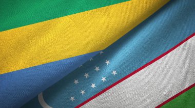 Gabon ve Özbekistan iki bayraktekstil kumaş, kumaş doku