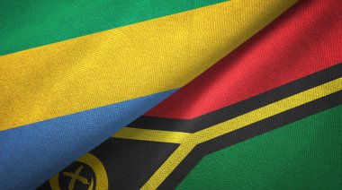 Gabon ve Vanuatu iki bayraklar tekstil kumaş, kumaş doku