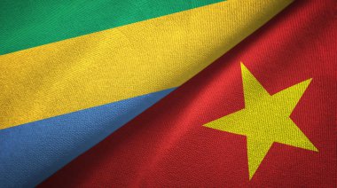 Gabon ve Vietnam iki bayraklar tekstil kumaş, kumaş doku