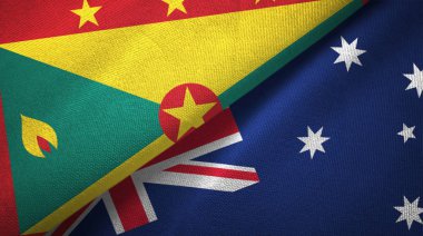 Grenada ve Avustralya iki bayraklar tekstil kumaş, kumaş doku 
