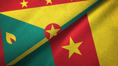 Grenada ve Kamerun iki bayraklar tekstil kumaş, kumaş doku 