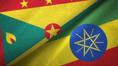 Grenada ve Etiyopya iki bayraklar tekstil kumaş, kumaş doku