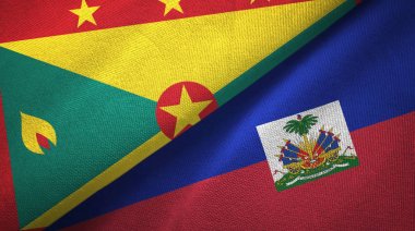 Grenada ve Haiti iki bayraklar tekstil kumaş, kumaş doku