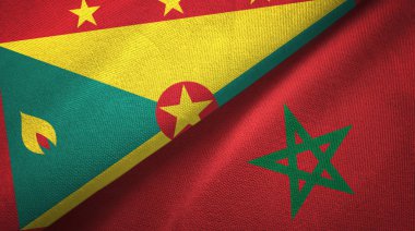 Grenada ve Fas iki bayraklar tekstil kumaş, kumaş doku