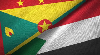 Grenada ve Sudan iki bayrak tekstil kumaş, kumaş doku