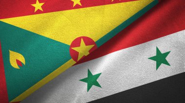 Grenada ve Suriye iki bayrak tekstil kumaş, kumaş doku