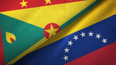 Grenada ve Venezuela iki bayrak tekstil kumaş, kumaş doku