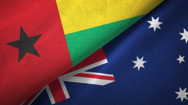 Gine-Bissau ve Avustralya iki bayraklar tekstil kumaş, kumaş doku 