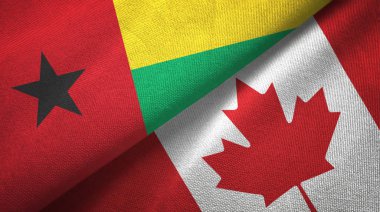 Gine-Bissau ve Kanada iki bayraklar tekstil kumaş, kumaş doku 