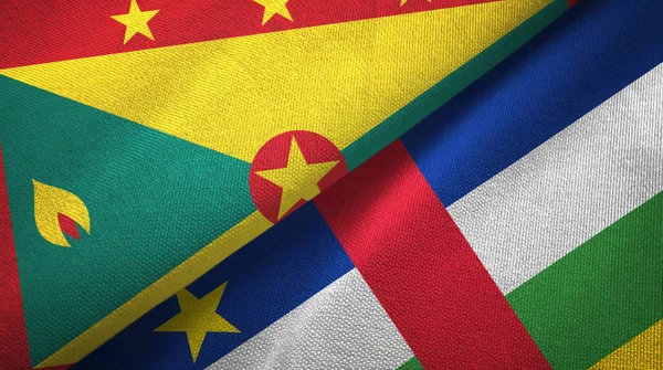 Granada y República Centroafricana dos banderas textil textura —  Fotos de Stock