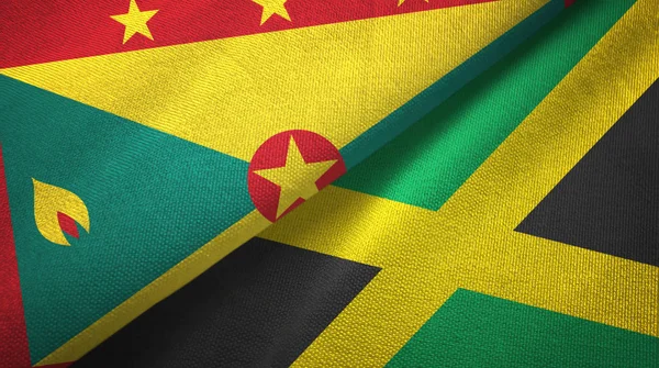 Grenada ve Jamaika iki bayraktekstil kumaş, kumaş doku — Stok fotoğraf