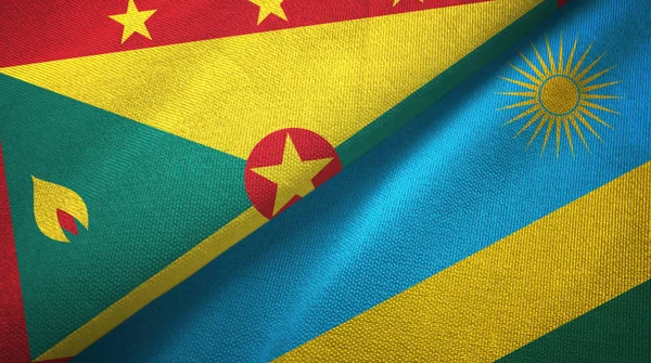 Granada y Ruanda dos banderas tela textil, textura de la tela —  Fotos de Stock