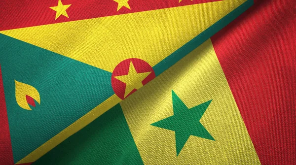 Grenada ve Senegal iki bayraktekstil kumaş, kumaş doku — Stok fotoğraf