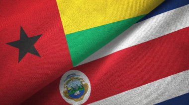 Gine-Bissau ve Kosta Rika iki bayraklar tekstil kumaş, kumaş doku