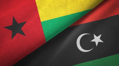 Gine-Bissau ve Libya iki bayraktekstil kumaş, kumaş doku