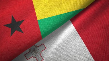 Gine-Bissau ve Malta iki bayraklar tekstil kumaş, kumaş doku