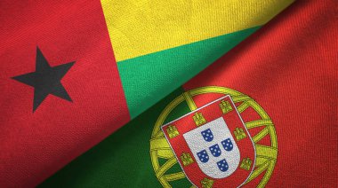 Gine-Bissau ve Portekiz iki bayraklar tekstil kumaş, kumaş doku
