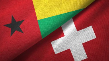 Gine-Bissau ve İsviçre iki bayraklar tekstil kumaş, kumaş doku