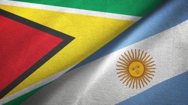 Guyana ve Arjantin iki bayrak lar tekstil kumaş, kumaş doku 