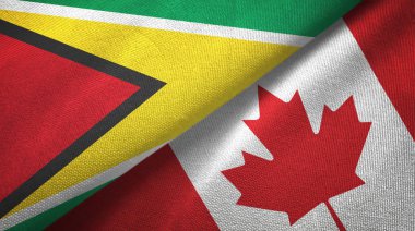 Guyana ve Kanada iki bayrak lar tekstil kumaş, kumaş doku 