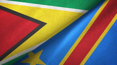 Guyana ve Kongo Demokratik Cumhuriyeti iki bayrak tekstil bez