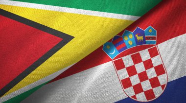 Guyana ve Hırvatistan iki bayrak tekstil kumaş, kumaş doku