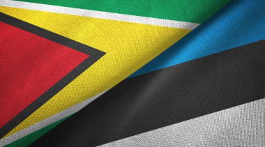 Guyana ve Estonya iki bayrak tekstil kumaş, kumaş doku