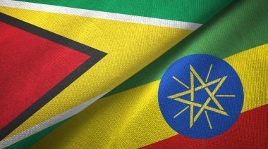 Guyana ve Etiyopya iki bayrak lar tekstil kumaş, kumaş doku