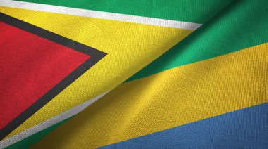 Guyana ve Gabon iki bayrak tekstil kumaş, kumaş doku