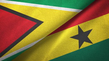Guyana ve Gana iki bayrak tekstil kumaş, kumaş doku