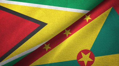 Guyana ve Grenada iki bayrak tekstil kumaş, kumaş doku