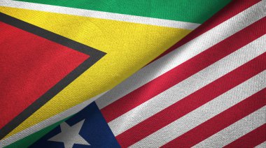 Guyana ve Liberya iki bayrak tekstil kumaş, kumaş doku