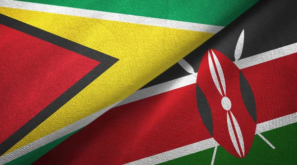 Guyana e Kenya due bandiere tessuto, tessitura tessuto — Foto Stock