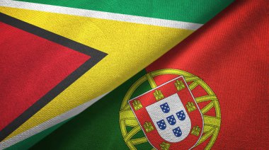 Guyana ve Portekiz iki bayraklar tekstil kumaş, kumaş doku