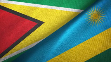 Guyana ve Ruanda iki bayrak tekstil kumaş, kumaş doku